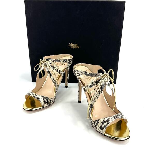 Alejandro Ingelmo Stiletto Heel Sandal Size 6.5 Snake Print Leather Slip-On New - Picture 3 of 16